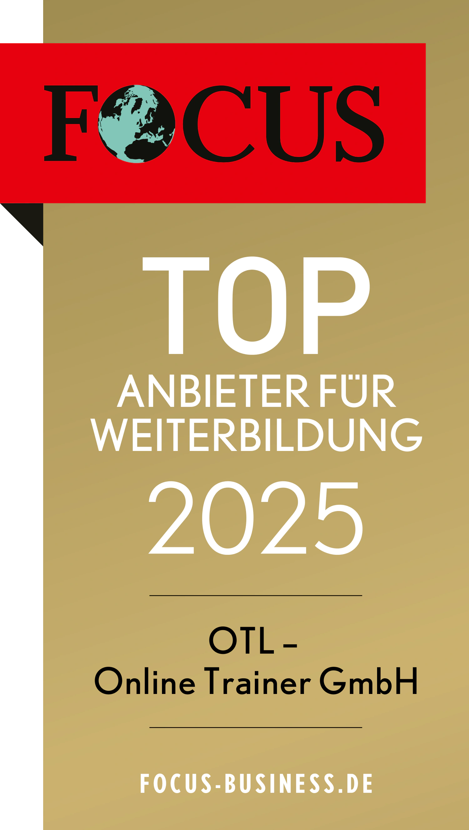 FOCUS Top Anbieter für Weiterbildung 2025 – Online Trainer GmbH