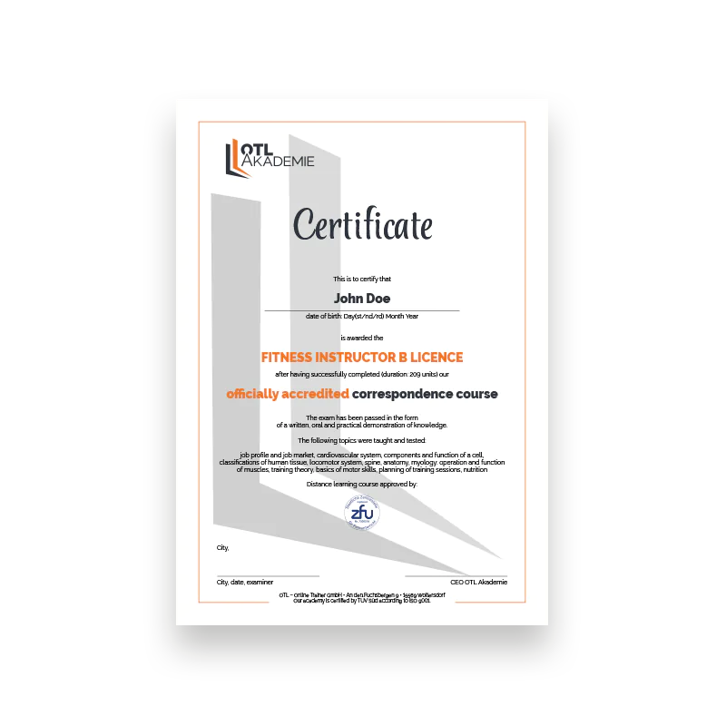 B Lizenz Zertifikat (Englisch) B-Lizenz-Skript