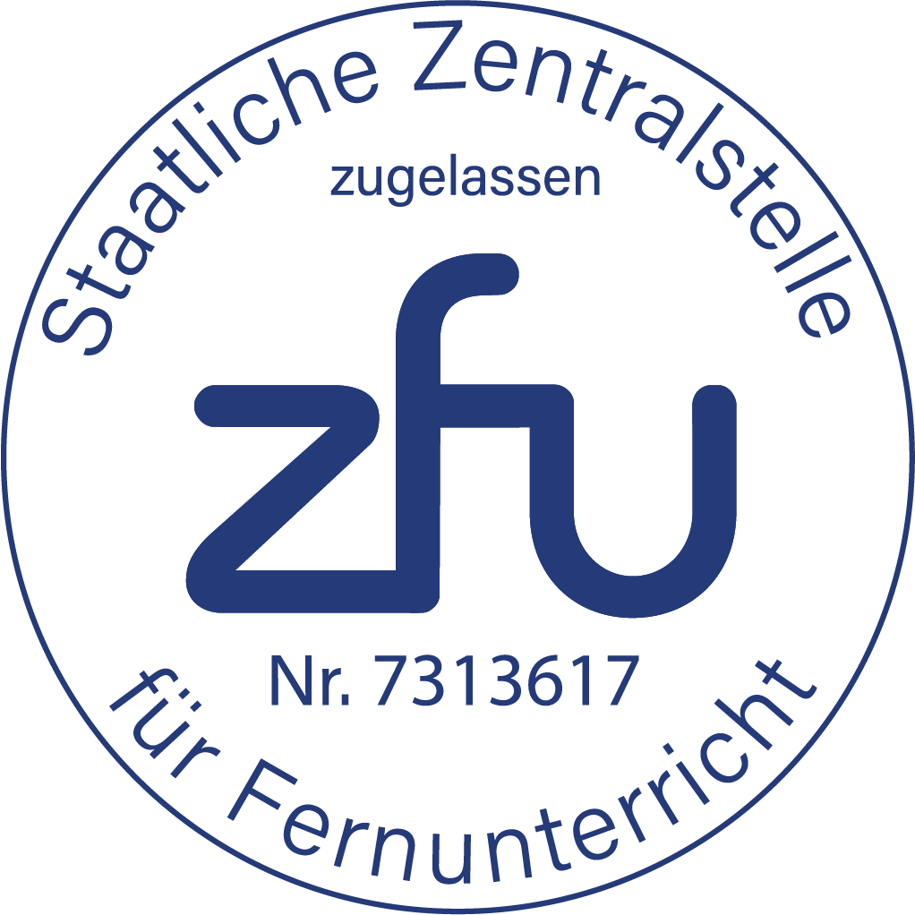 ZFU-Siegel für die Ernährungsberater-Ausbildung: Unsere Ausbildungen sind staatlich geprüft. Die ZFU entscheidet bundesweit über die Zulassung von Fernlehrgängen und arbeitet auf der Grundlage des Fernunterrichtsschutzgesetzes (FernUSG).