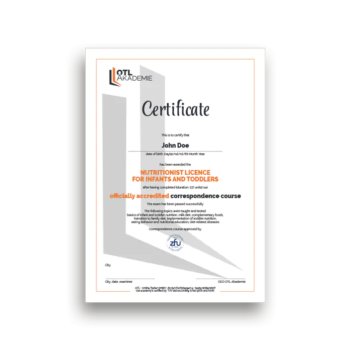 Ernährungsberater für Säuglinge und Kleinkinder Zertifikat (Englisch) B-Lizenz-Skript