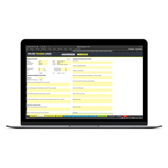 Darstellung einer Nutzeroberfläche des GymCalculators auf einem Laptop