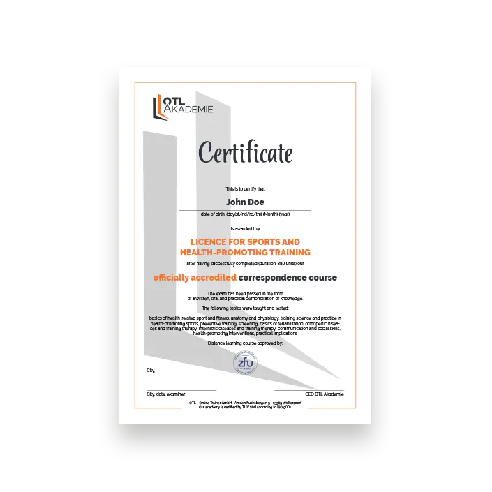 Sport- und Gesundheitstrainer Zertifikat (Englisch) B-Lizenz-Skript