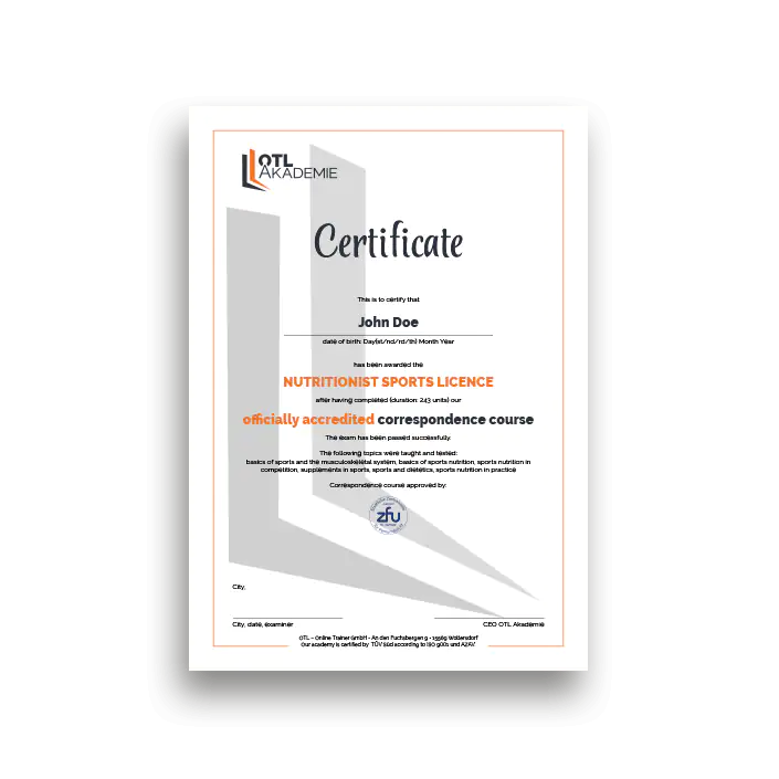 Ernährungsberater Sport Zertifikat (Englisch) B-Lizenz-Skript