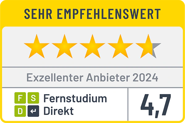 Exelenter Anbieter 2023 von Fernstudium Direkt Fernstudium Direkt Award